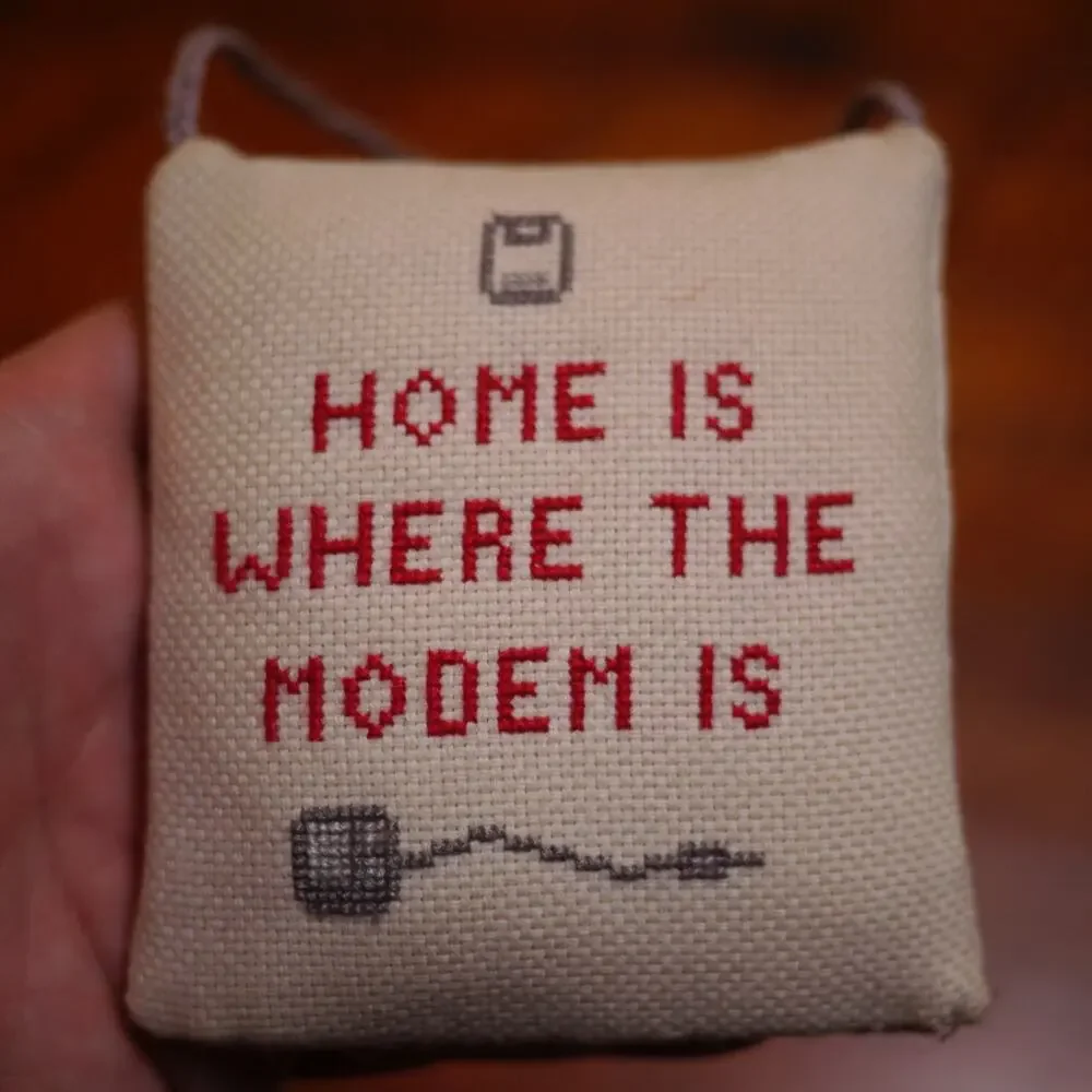 Home Is Where The Modem Is Sm Embroidered Pillow Desk Decoration Xmas Ornament